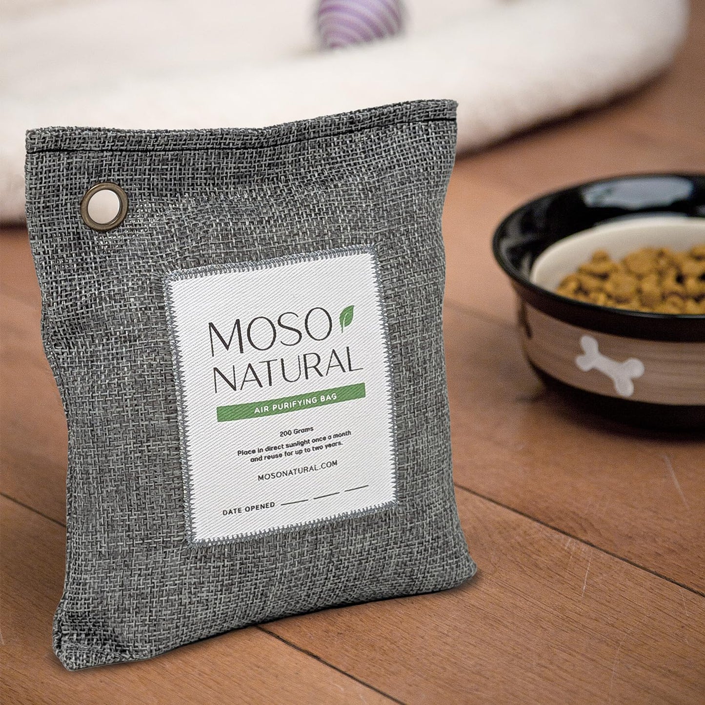 Moso Natural Air Purifying Bag 200g (4 Pack). A Scent Free Odour Eliminator for Cars, Closets, Bathrooms, Pet Areas. Premium Moso Bamboo Charcoal Odour Absorber. (Charcoal Grey)