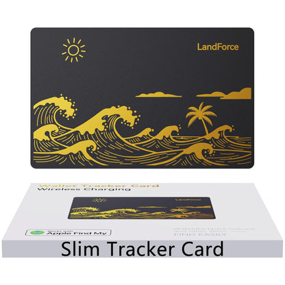 LandForce Ultra-Thin Wallet Tracker Card 0.07in IP68 Waterproof Bluetooth Tracker Smart Finder for Passport, Wireless Charging, Card Locator, iOS Only, Compatible with iPhone/iPad/Mac