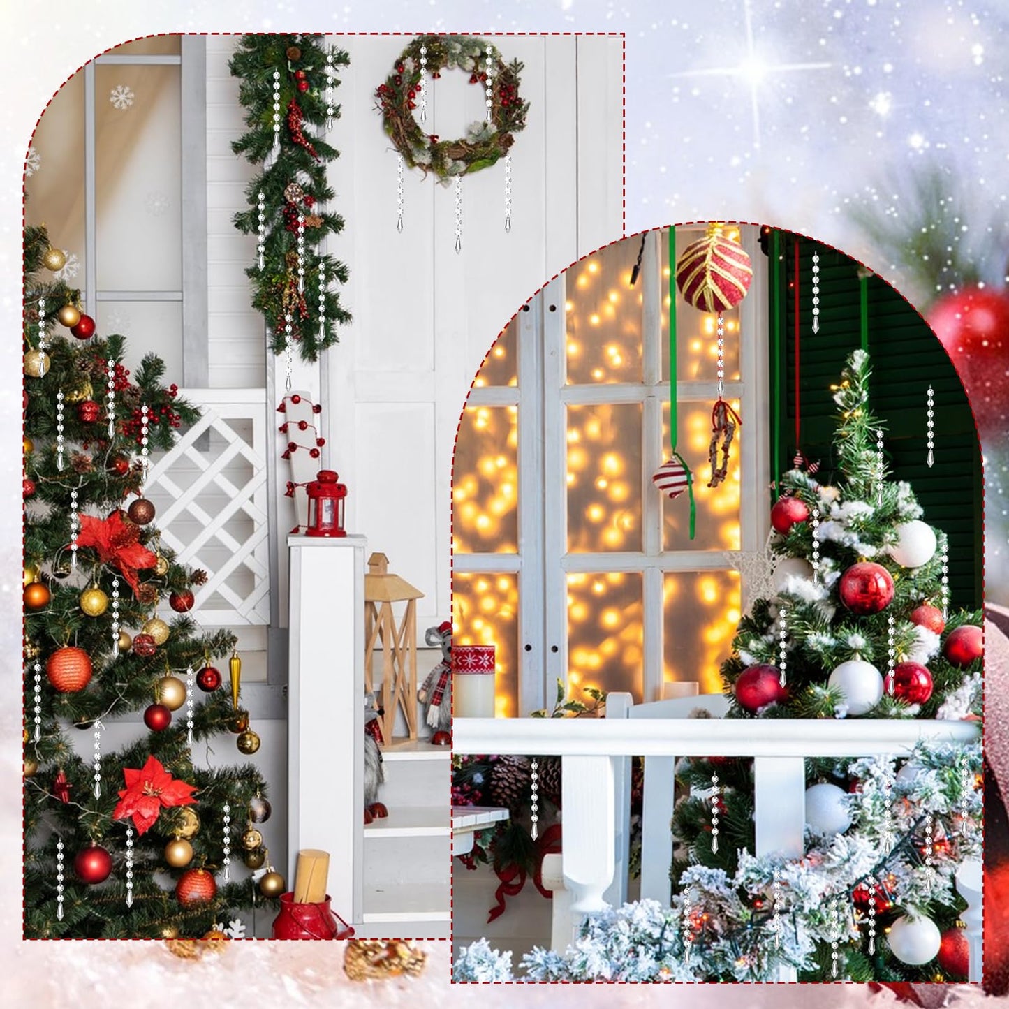 100 Pcs Acrylic Hanging Crystals for Centerpieces Chandelier Clear Crystal Garland Strands Ornament Acrylic Clear Beads Prisms Pendant for Christmas Tree Window Home Decoration(Icicle)