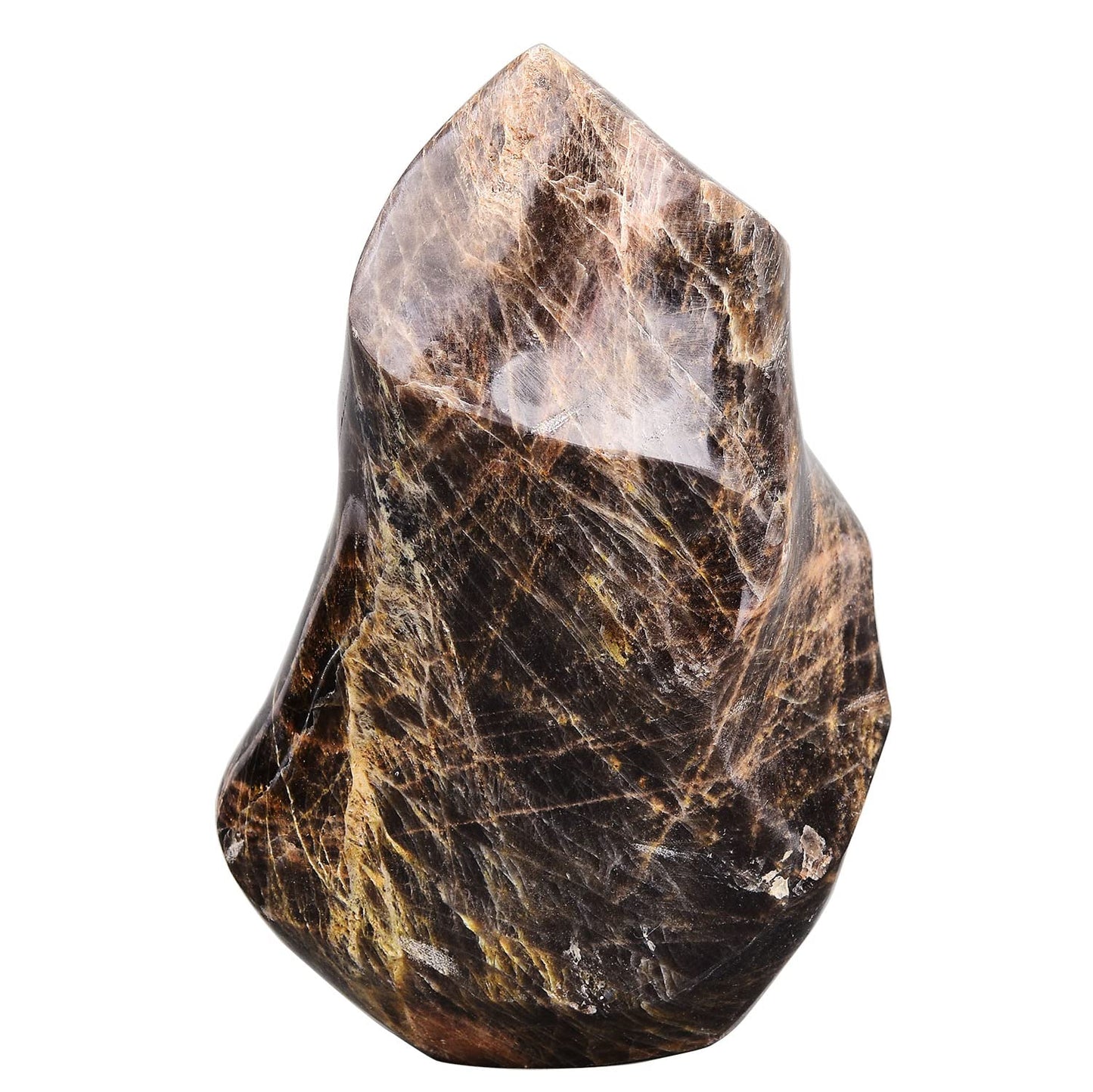 AMOYSTONE Black Moonstone Flame Shaped Towers Large Healing Crystal Stone Home Decor 0.6-1.0LBS