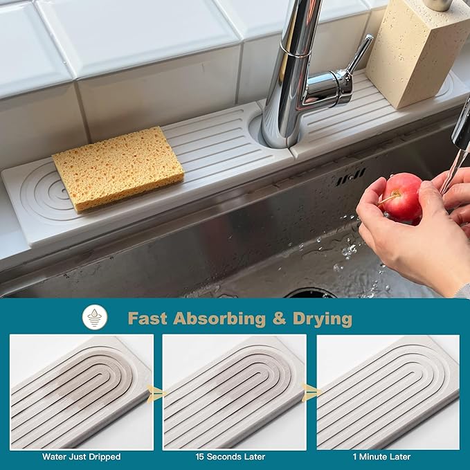 Faucet Mat for Kitchen Sink, Stone Drying Mat for Kitchen Counter, Stone Mat