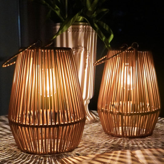 KagoLing Solar Lights Outdoor Garden, Vintage Hanging Solar Lanterns - Waterproof Outdoor Solar Lights for Halloween, Christmas Decorations, Patio & Pathway Decor - 2PACK