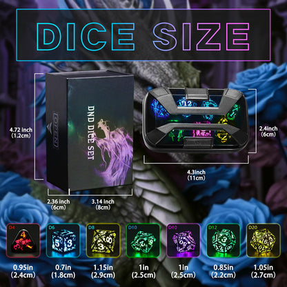 FONVGOGO Light up LED Dice Set D and D Rechargeable for Dungeons and Dragons RGB DND Dice with Charging Box 7-Color Polyhedral Role Playing Dice for DND Gifts RPG Tabletop Games (Rose RGB)