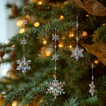 OuMuaMua 12pcs Christmas Crystal Snowflake Ornaments for Christmas Tree Decorations- Iridescent Hanging Acrylic Snowflake Ornaments for Xmas Tree Winter Wonderland Party Decor