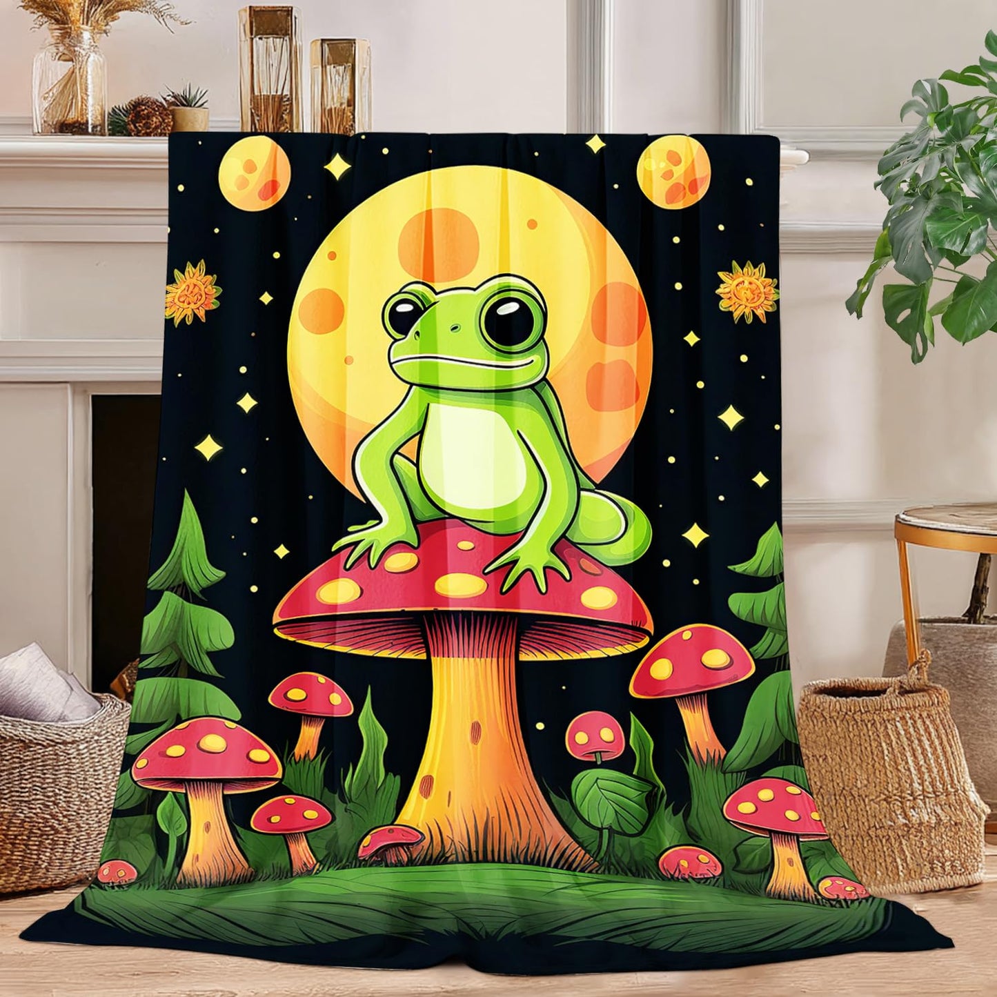 Frog Blanket Frog Fleece Throw Blanket Super Soft Fuzzy Plush Cozy Warm Frogs Decor Bedding Blankets Gift for Boys Girls Men Women Kids & Adult 50"X40"