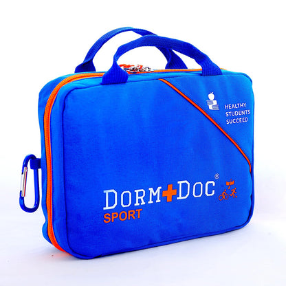 DormDoc Sports Pack First Aid Kit – Compact Emergency Medical Kit for Sports – with Bandages, OTC Medicines for Relief, Gauze, Quick Care Set – Portable Health Kit - 125 PCS, Blue