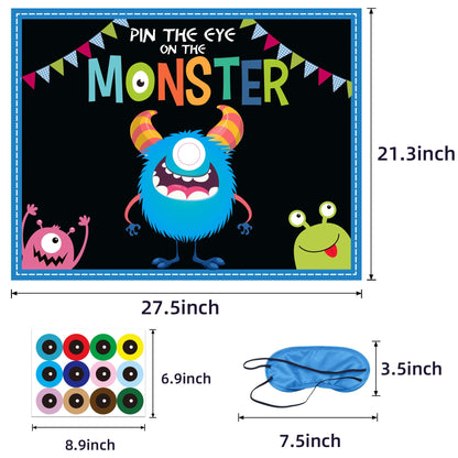 MISS FANTASY Halloween Games Kids - Pin The Eye on The Monster Halloween Party Decorations Gmaes Activities Crafts Supplies for Monster Birthday Family Children Boys Girls Classroom