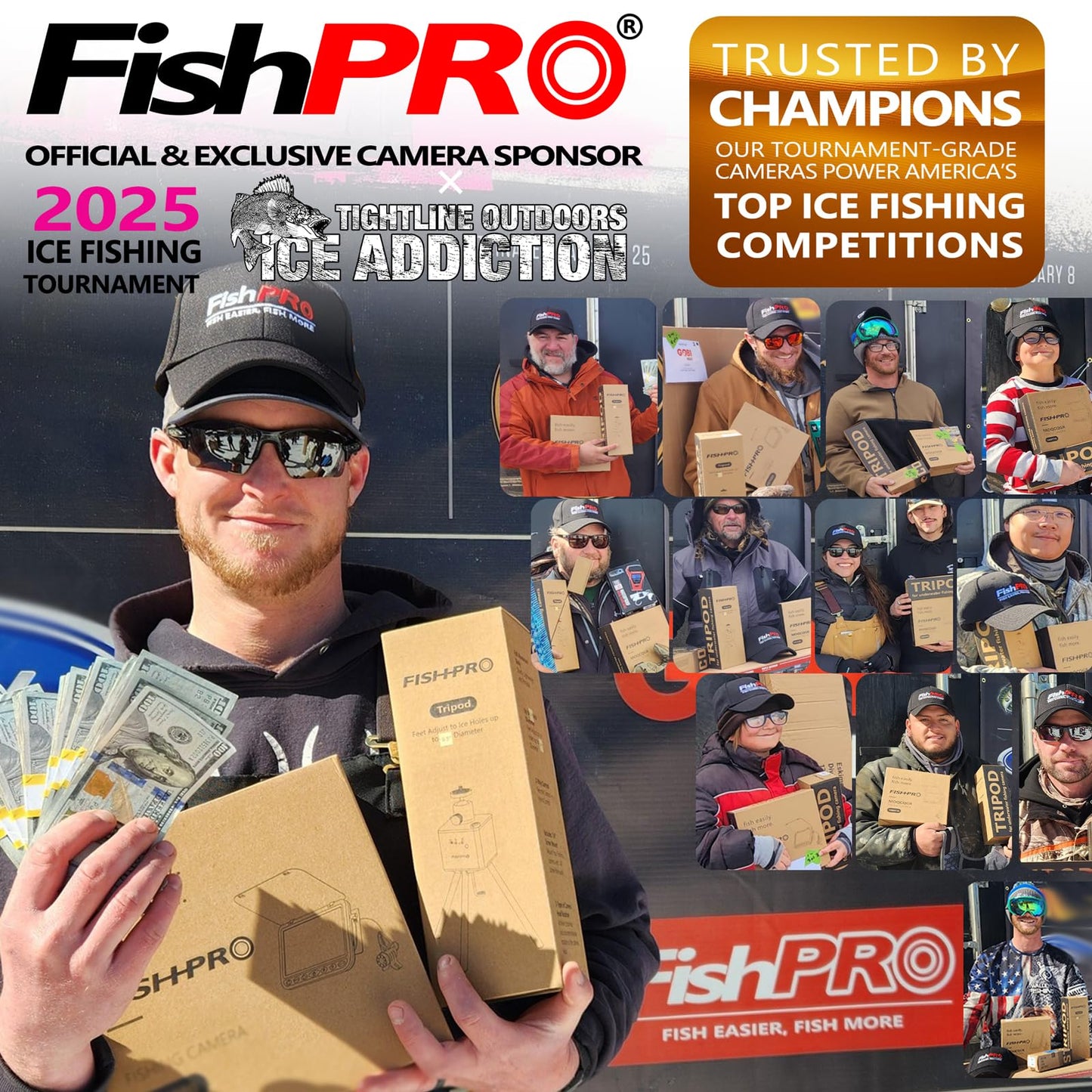 [FishPRO® 2026 Upgrade] NO.1 HD 1080P Underwater Fishing Camera 7'' IPS- w/10,000mAh (Ease to Use) N/DVR Ice Fishing Camera, Fish Finder Camera for Ice Lake Boat Fishing w/USB-C, LED+IR, 82ft