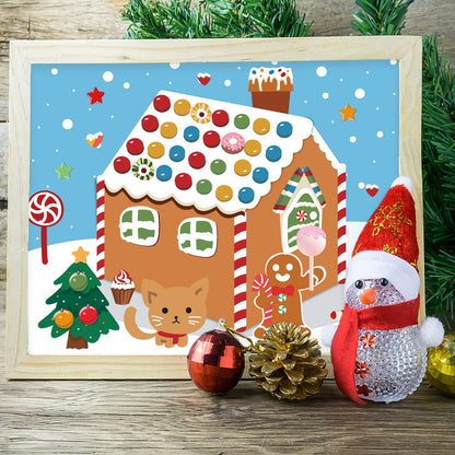 Make a Gingerbread House Stickers-30Pcs DIY Make Your Own Gingerbread House Stickers Christmas Crafts for Kids Toddlers Christmas Activities Party Game Treats Goodie Bag -15 Finished Products