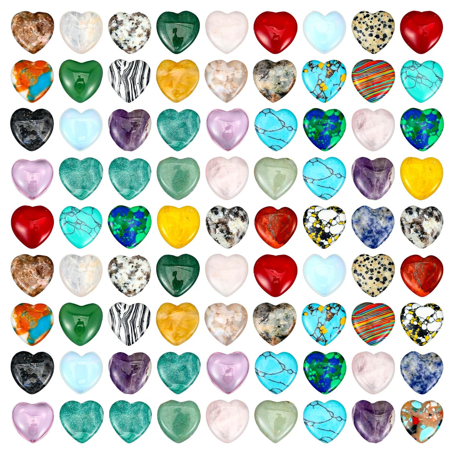 COMNICO 72 Pcs Natural Heart Stone, 0.8 Inch Worry Stone Bulk Love Shaped Gemstones Mini Gemstone Decor Supplies for Mom Women Valentines DIY Meditation