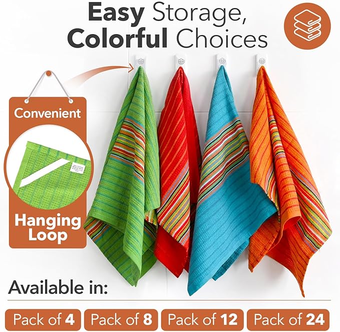 TEXAS LINEN CO. Kitchen Dish Towels, 100% Cotton Salsa Towels, Highly Absorbent