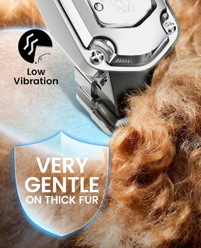 oneisall Cordless Dog Clippers - Rechargeable Grooming Kit with Metal Combs, Low Noise Heavy-Duty for Thick/Curly/Fine/Wavy Hair
