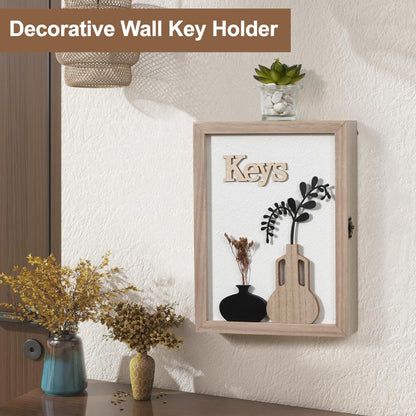 AHUONEL Key Holder Wall Mount Key Holder for Wall, Rustic Vase Key Hooks for Wall Key Hanger with 6 Hooks, Key Storage Box Key Cabinet Key Organizer Key Rack for Home Decor Office Entryway Gift