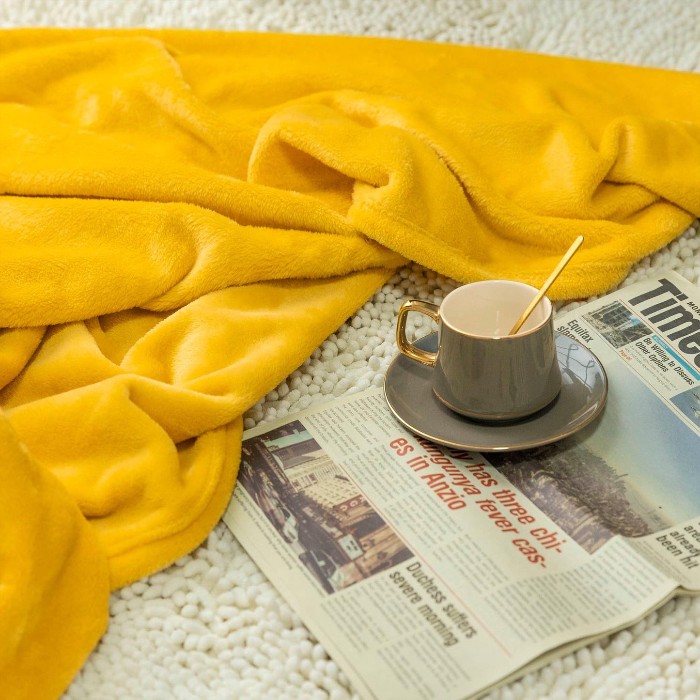 NANPIPER Fleece Blankets, Super Soft Fuzzy Throw for Couch, Luxury Cozy Lightweight Microfiber,Throw Size, 50"x60" Ginger Yellow