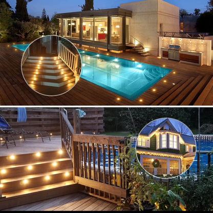 INDARUN Warm White Led Decking Lights Outdoor Waterproof IP67 Ø30MM 12V - Led Plinth Light Kits for Terrace/Patio/Path/Wall/Garden/Decoration, 10 Packs