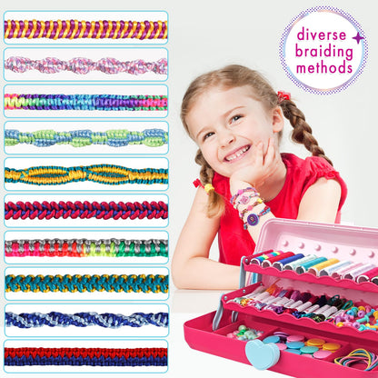 TingingYuli Friendship Bracelet Making Kit for Girls 8-12, DIY String Bracelet Maker with 3-Layer Storage Box, Arts and Crafts for Kids Ages 6-12, Easter Christmas Birthday Gift Set