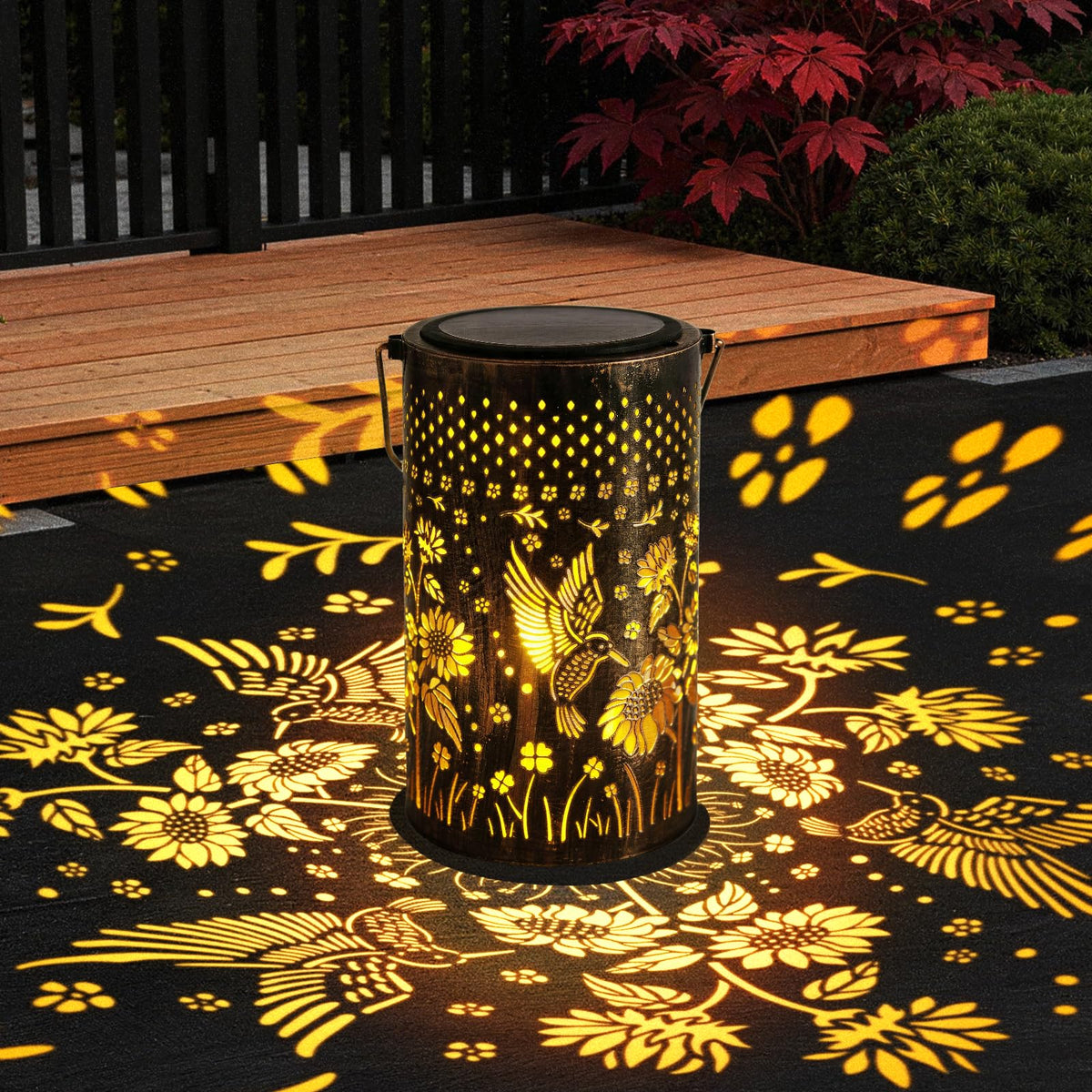 Solar Lanterns Outdoor Waterproof Christmas Gifts Hummingbird Sunflower Garden Decor, Best Gifts for Mom Women Grandmom, Hanging Metal Lantern Lights for Patio, Pathway, Yard, Landscape, Lawn