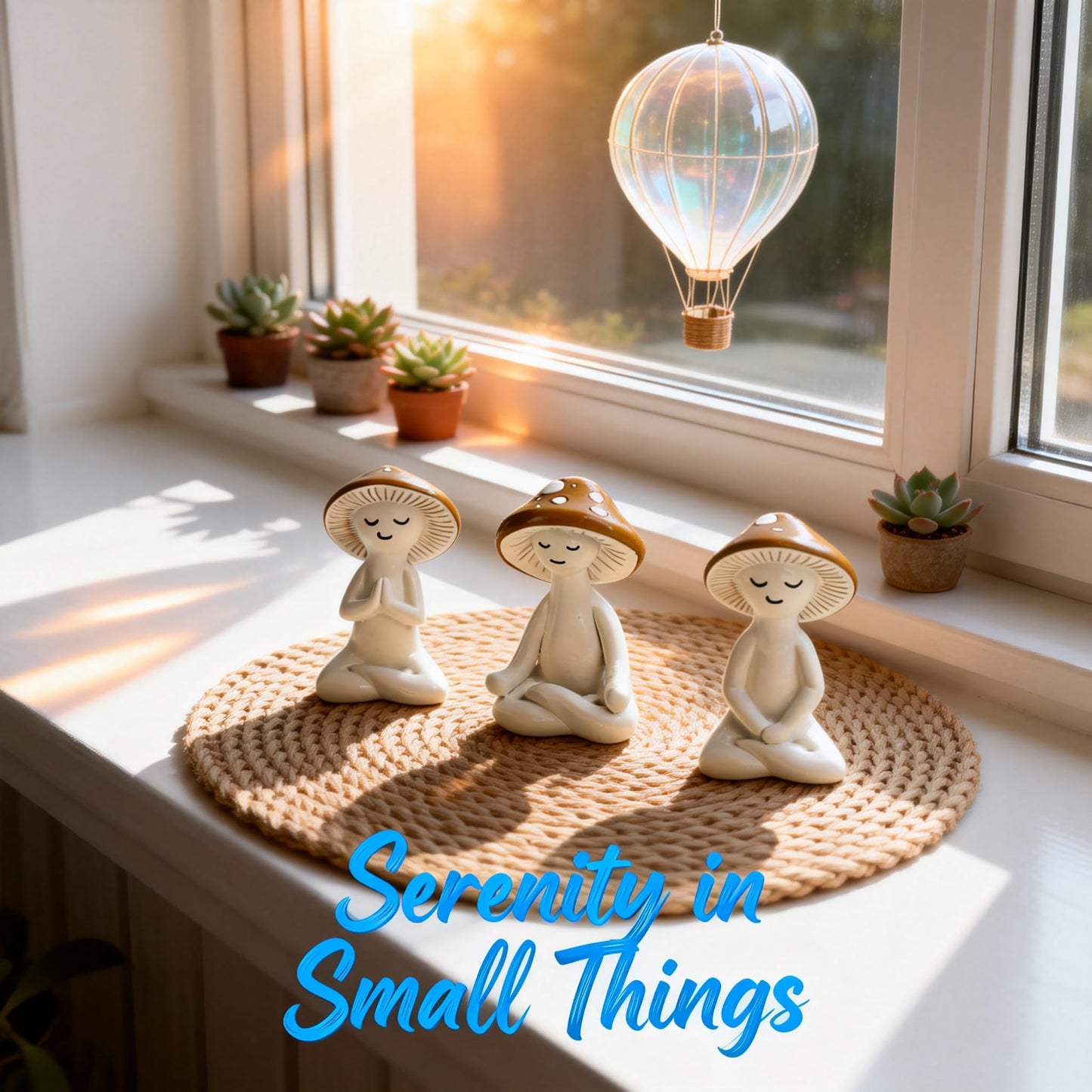 O-FarFarm 3 Pcs Mushroom Decor Figurines - Meditation Decor Statues for Living Room, Bedroom, Office - Resin Sculptures for Mindfulness Enthusiasts Home Decor Lovers Nature Lovers (White-Brown)