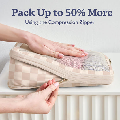 Vandel Space-Saving Compression Packing Cubes for Women with Hanging Toiletry Bag, Laundry Bag, Compressible Carry On Suit Case Organizer Luggage Packing Cubes for Travel Compression Organizer Bags