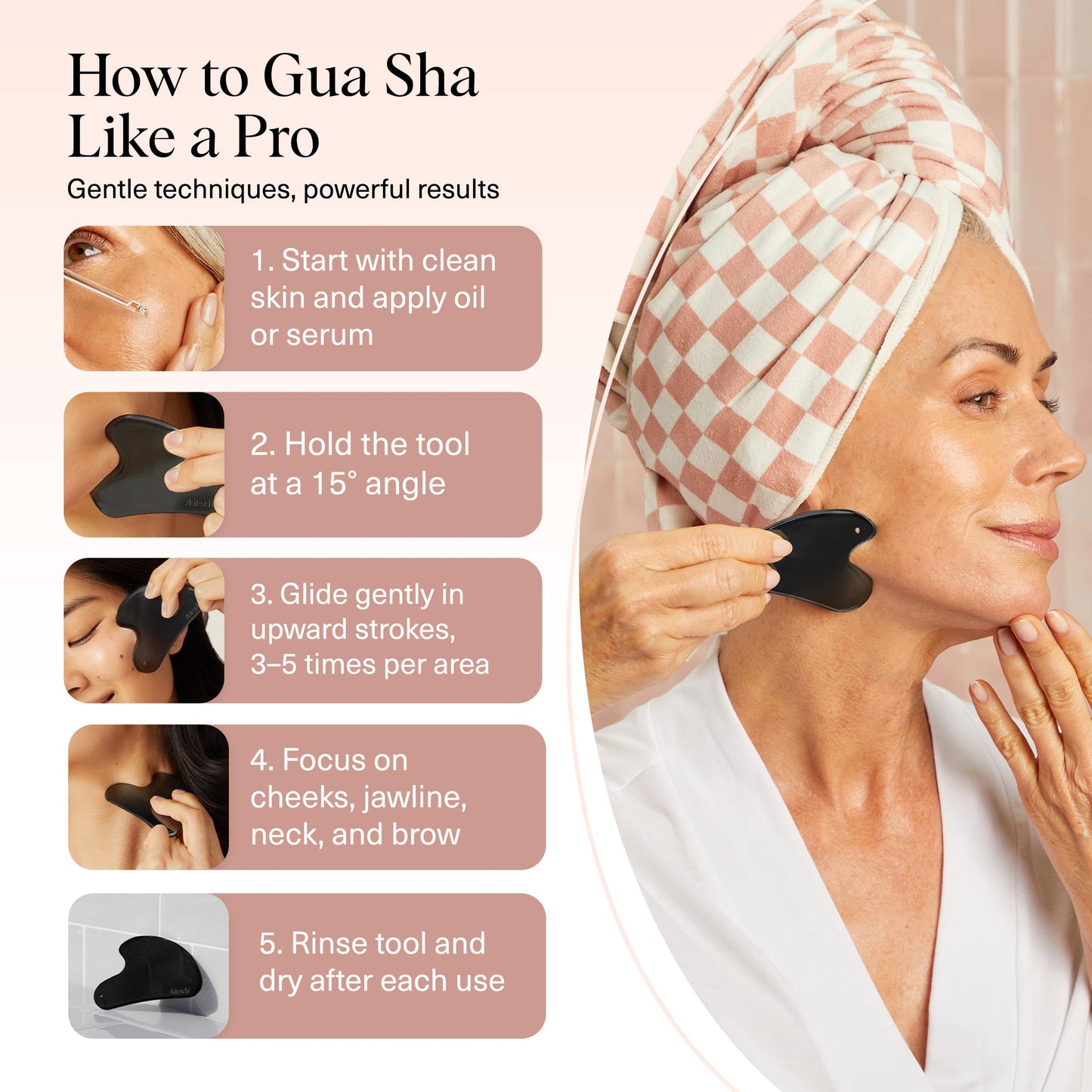 Kitsch Stainless Steel Gua Sha Facial Tools - Guasha Tool for Face, Face Sculpting Tool, Jawline Shaper, Double Chin Reducer, Body Gua Sha Tools, Lymphatic Drainage Massager, Facial Skin Care - Silver