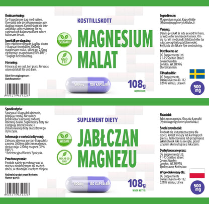 Hepatica Magnesium Malate 2000mg Per Serving – 180 Vegan Capsules | High-Strength Muscle, Energy & Nervous System Support | 3rd Party Lab Tested | No Fillers or Bulkers