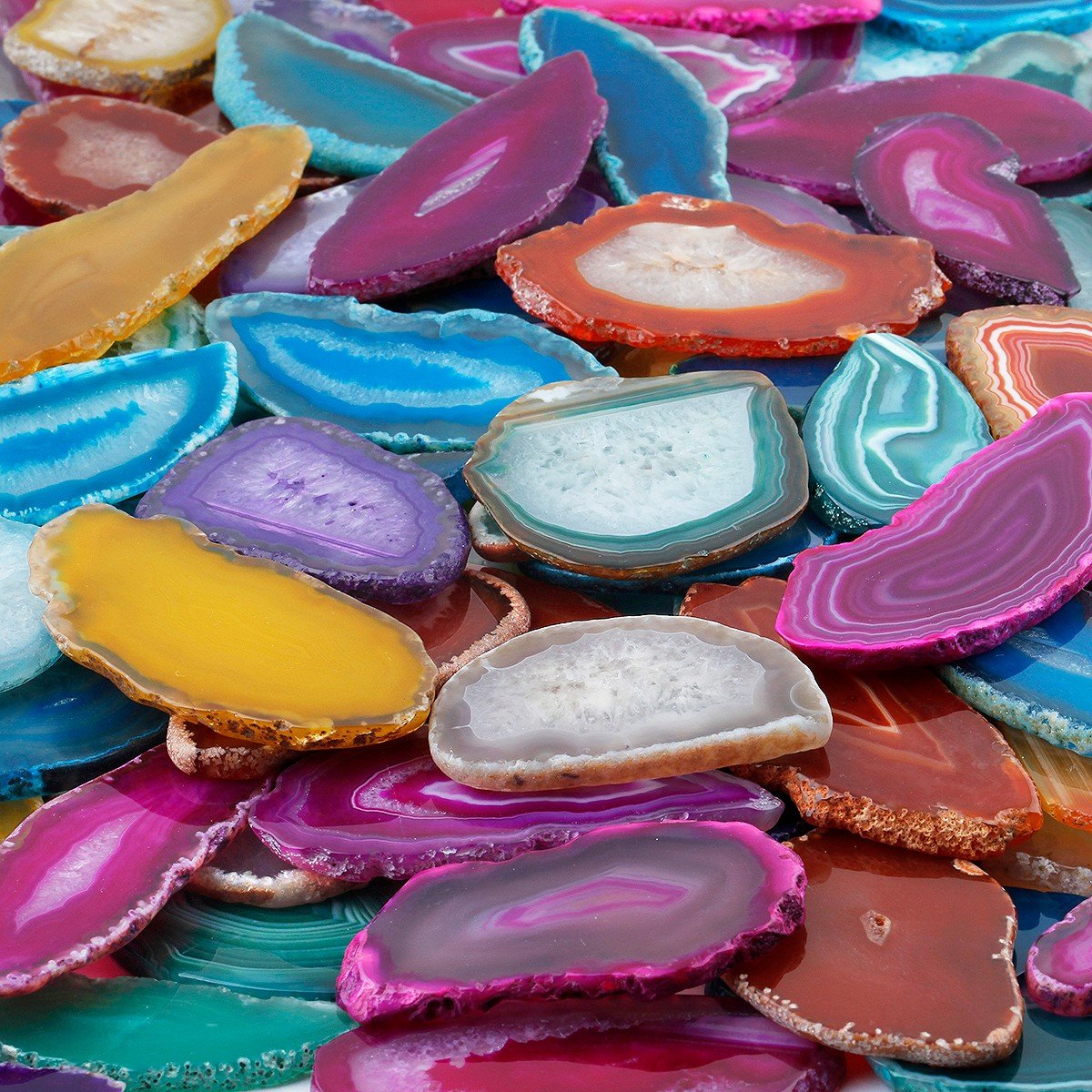 mookaitedecor Polished Agate Light Table Slices,Geode Agate Slab Cards Pack of 12