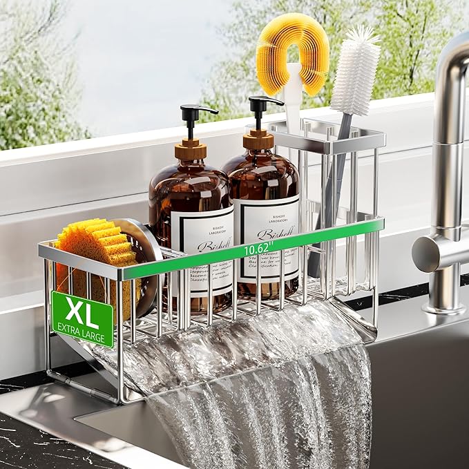 Cisily Extra Large Silver Kitchen Sink Caddy Organzier