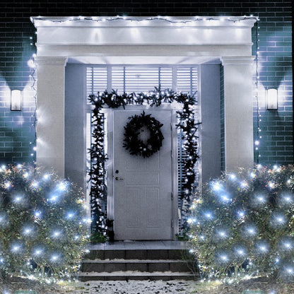 Cool White Net Lights, 360 LED Outdoor Christmas Net Mesh Lights for Bushes 21x5 ft, 8 Modes Waterproof Twinkle String Lights Connectable for Christmas Hedge Yard Garden Party Decor