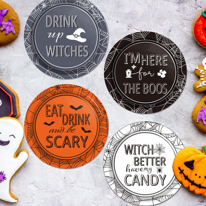 Halloween Party Paper Plates Supplies 7" Disposable Witch Party Dessert Plates Tableware Set Decorations for Birthday Funny Halloween Spooky Party Get-Together