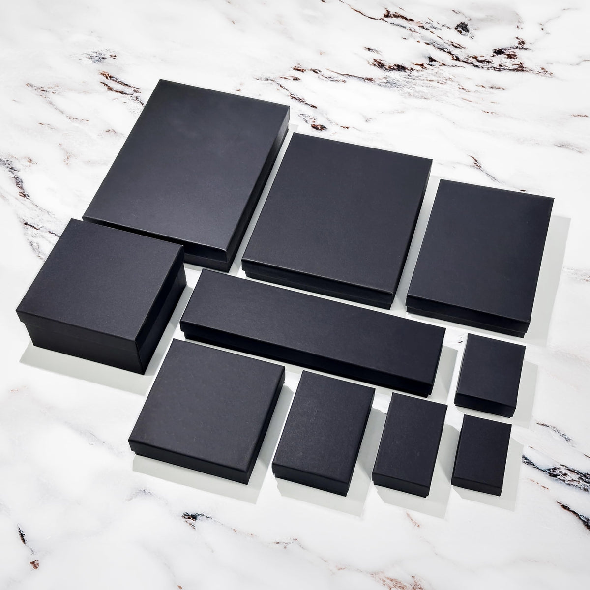 TheDisplayGuys - 25-Pack #53 Cotton Filled Cardboard Paper Jewelry Boxes Gift Case - Matte Black (5.4" x 3.9" x 1.0") - for Shipping or Storage