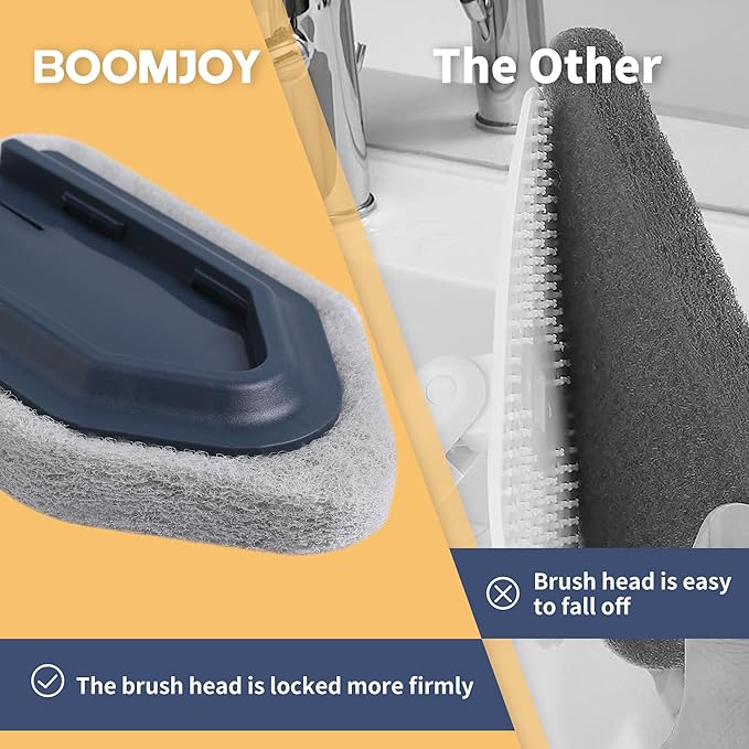 BOOMJOY Tub Cleaner Brush with Long Handle, No Scratch Shower Cleaning Brush