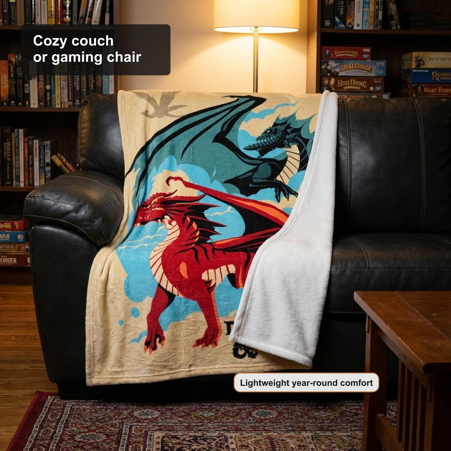 Northwest Dungeons and Dragons Silk Touch Plush Throw Blanket, 40 x 50 Inch Microfiber Lap Throw (Red Dragon)