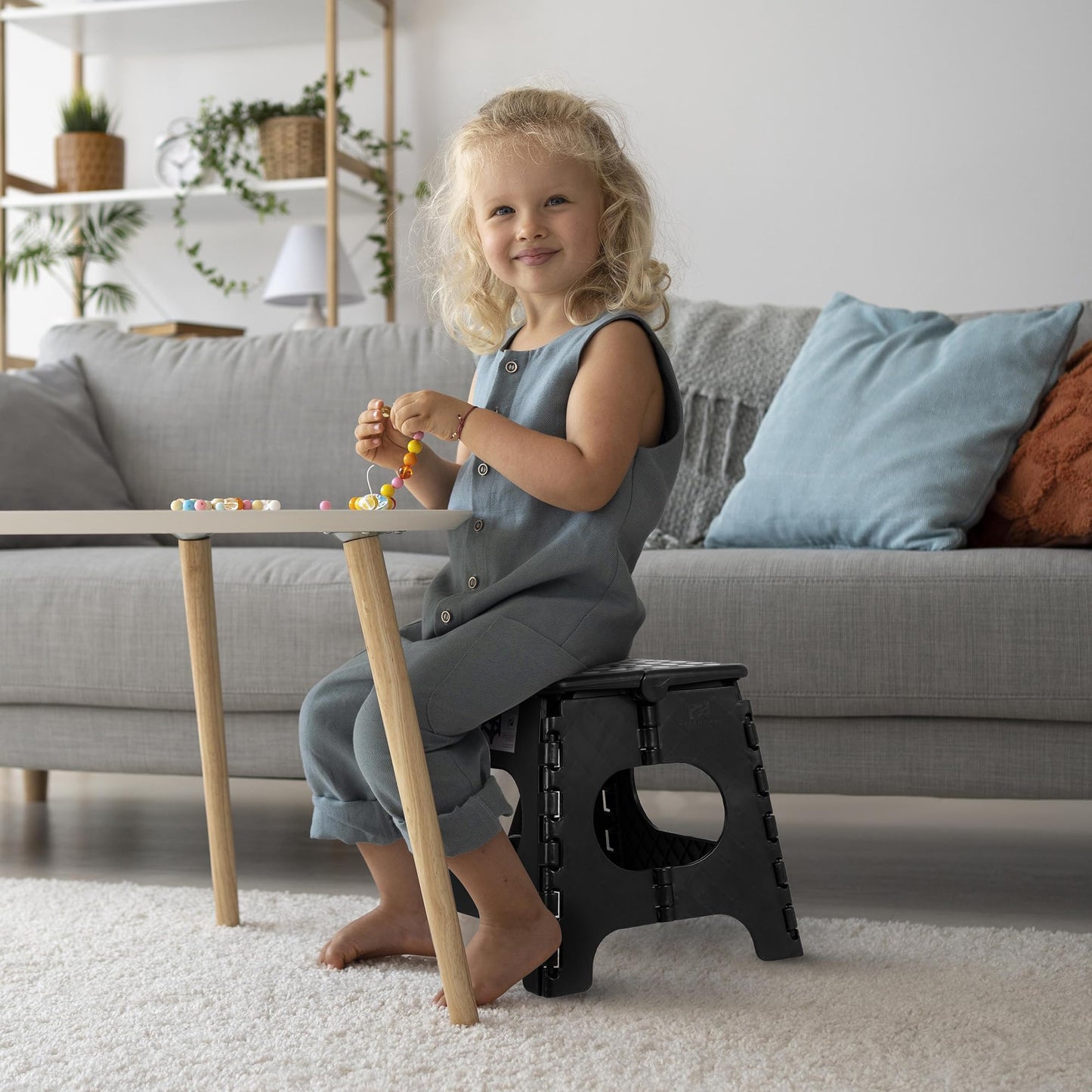 Spranster Super Strong Folding Step Stool - 11" - Sturdy Enough to Hold 300 Lb - Lightweight Foldable Step Stool for Adults and Kids - Opens with one Flip - Great for Kitchen, Bathroom and Bedroom