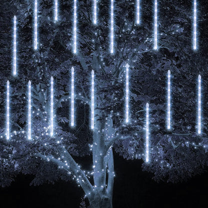 TW SHINE Christmas Meteor Shower Lights Outdoor, 864 LED 12" 24 Tubes Waterproof Christmas Lights Outdoor Plug in, Snow Falling Rain Icicle Xmas Light Decorations, White