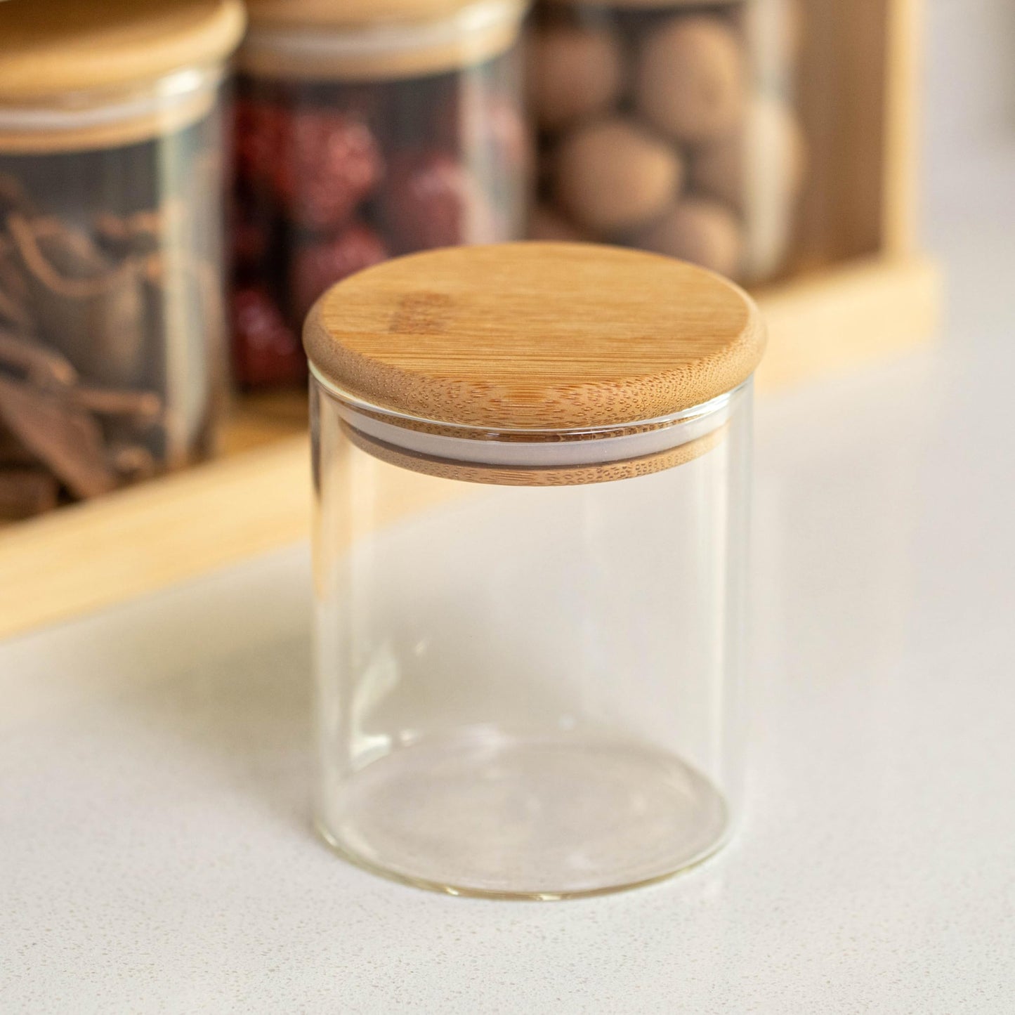 Basicwise Versatile 3-Tier Bamboo Spice Rack and Pantry Organizer with 12 Glass Jars – Perfect for Countertop Storage in Kitchens to Keep Seasoning Containers Neatly Displayed and Easily Accessible