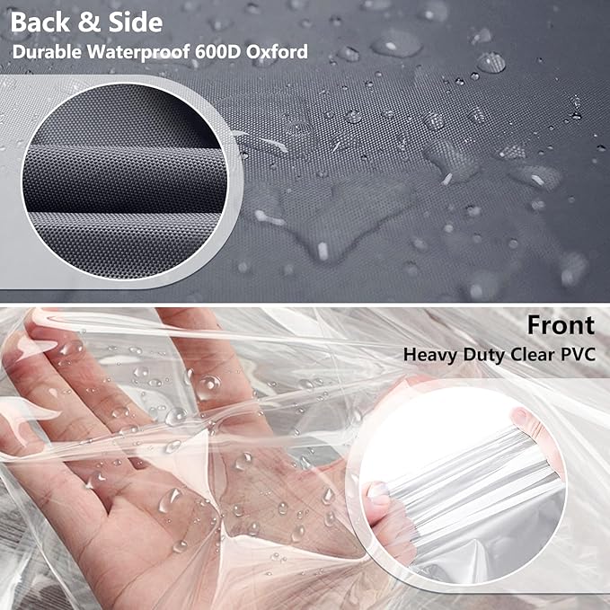 Waterproof Shelf Cover,600D Heavy Duty Dustproof Storage Wire Rack Covers,Outdoor Shelving Covers for Wire Shelves with Zipper 60''x24''x72'',Clear Front.