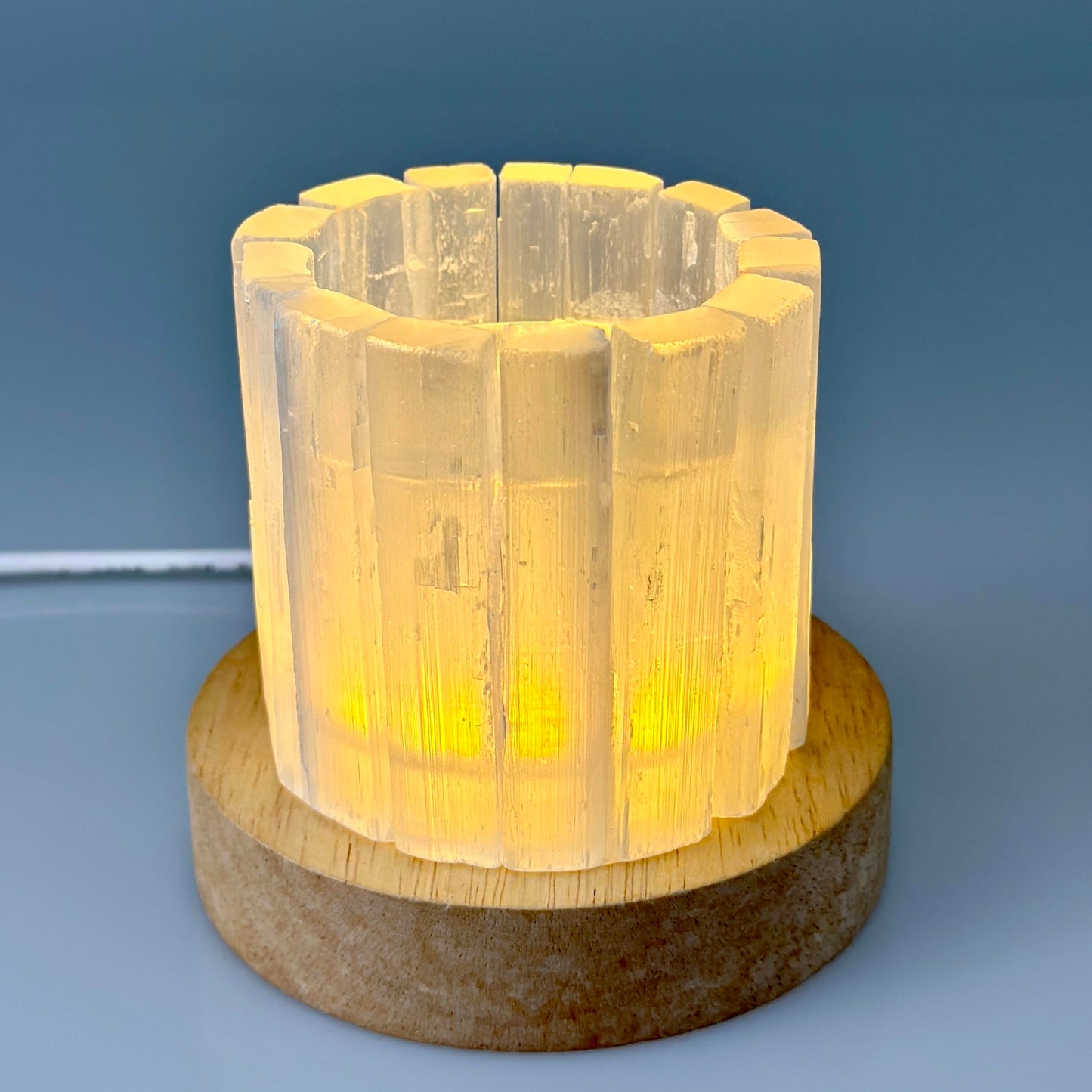 Selenite Candle Holder Natural Cylindrical Tealight Holder
