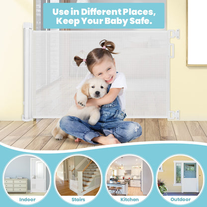 Looxii Retractable Stair Gate, Stair Safety Gate for Baby and Pet, Extends up to 71" Wide 33" Tall Dog Gate, Baby Gate for Stairs, Doorways, Hallways, Indoor and Outdoor 0-180 cm