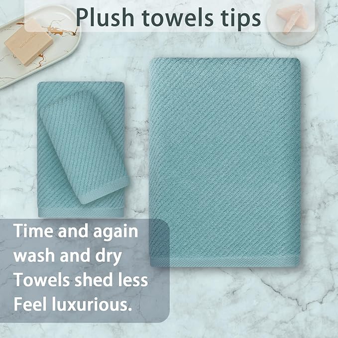 VOOVA & MOVAS Bathroom Towels Set, 100% Cotton | Quick Dry | Soft | Thick