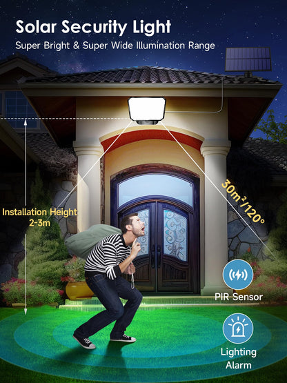 One Fire Solar Lights Outdoor Garden Light,[190LED+3 Modes+Remote] Solar Security Lights Outdoor Motion Sensor, 2200mAh IP65 Solar Wall Light for Front Door, Yard, Garage, Garden