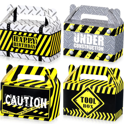 Marspark 16 Pack Construction Party Favor Boxes Construction Birthday Supplies Truck Themed Gift Bags for Treat Candy Goodie Party Decorations