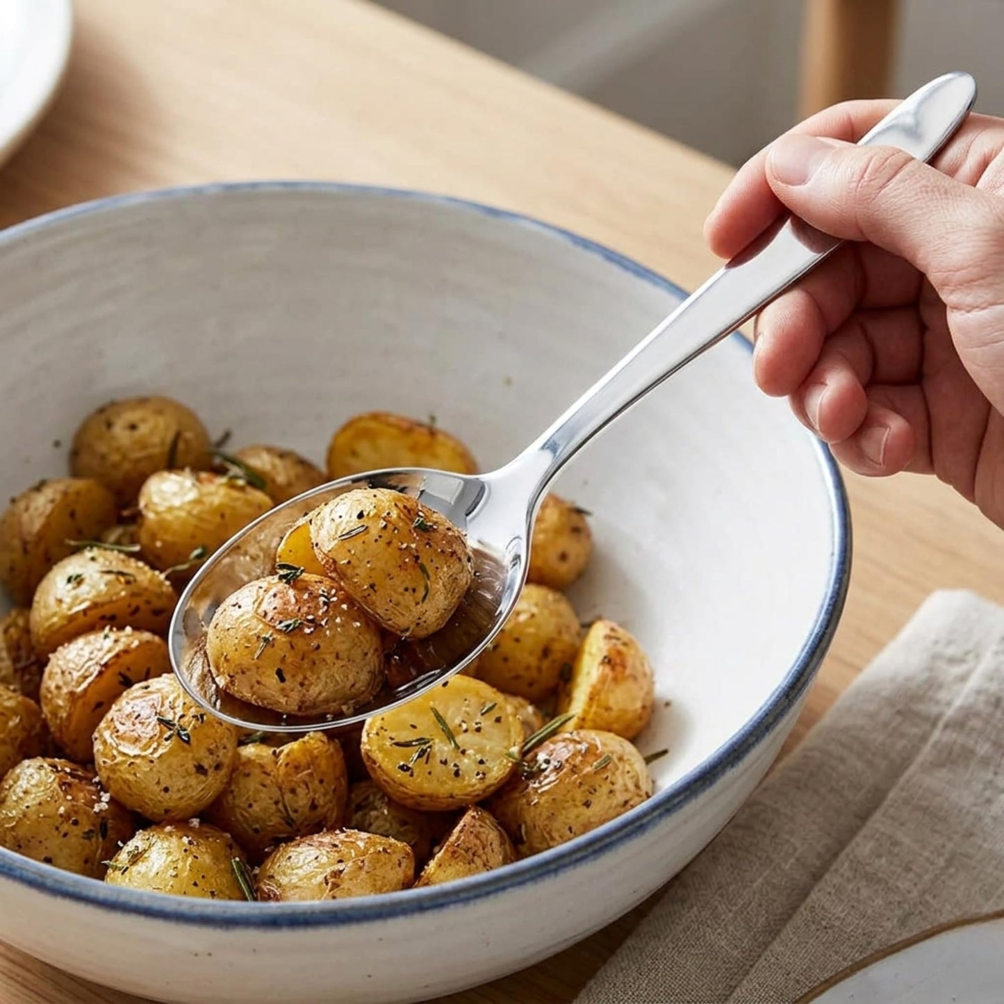 F&F Chef Kunz Spoon | Silver Stainless Steel 2 Tbsp Basting Spoon, 9 Inch Solid Sauce Spoons, Big Serving Spoons Stainless Steel, Plating & Quenelle & Cooking
