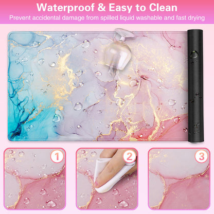 Acezeek Large Mouse Mat,Gaming Mouse Pad,900X400mm(35.4X15.7in) XXL Mousepad,Desk Protector Mat with Anti-Slip Base,Waterproof&Durable Mousemat for Gaming,Office,Home(Pink Blue)