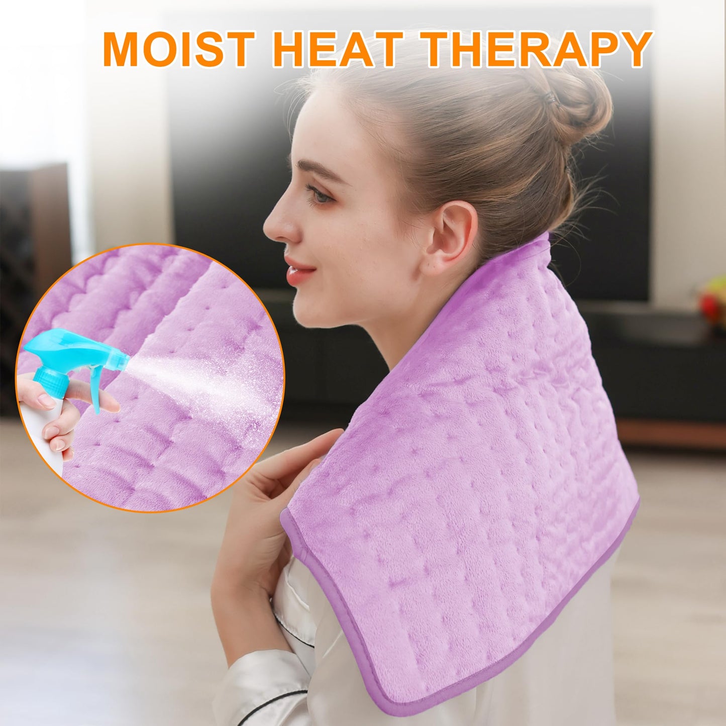 Heating Pad,Electric Heating Pads for Back,Neck,Abdomen,Moist Heating Pad for Shoulder,Knee,Arms,Legs,Dry/Moist Heat & Auto Shut Off,Birthday Gifts for Men and Women(Light Gray, 24''×12'')