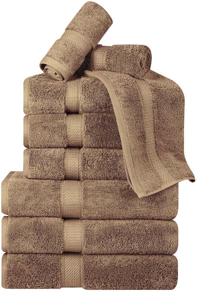 Superior Egyptian Cotton Pile 9 Piece Towel Set, Includes 3 Bath, 3 Hand