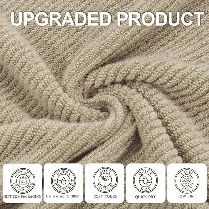 Beige Hand Towels, Hand Towels for Bathroom Set of 4, Large 18"x 28"