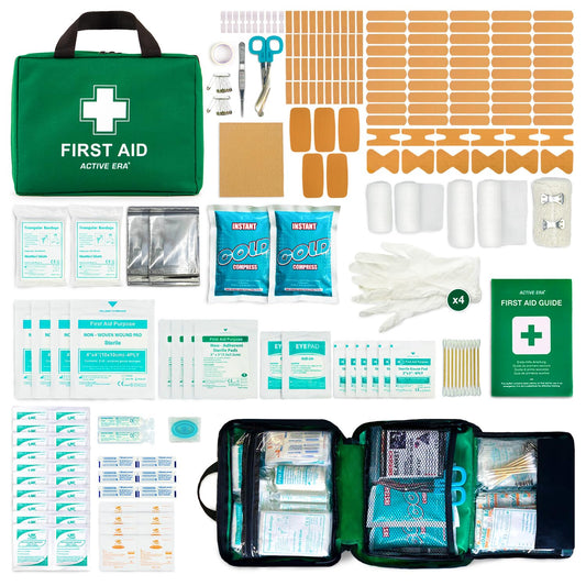 220 Piece Premium First Aid Kit Bag - Includes Eyewash, 2 x Cold (Ice) Packs and Emergency Blanket for Home, Office, Car, Caravan, Workplace, Travel and Sports