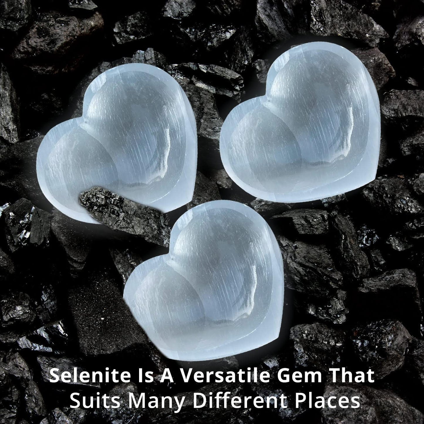 Himalayan Glow A-1057H Selenite Heart Stone Crystal 10cm White 1 Count