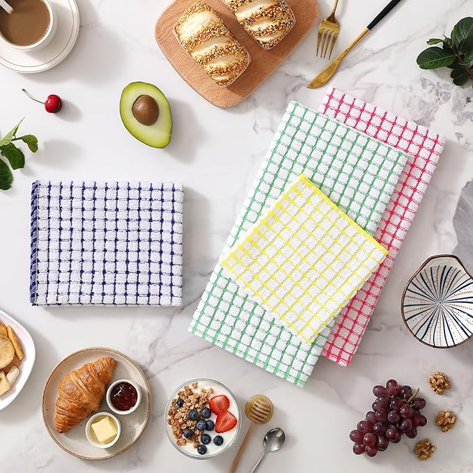 Homaxy Kitchen Towels and Dishcloths Set, 16 x 25 and 12 x 12 Inches, Super