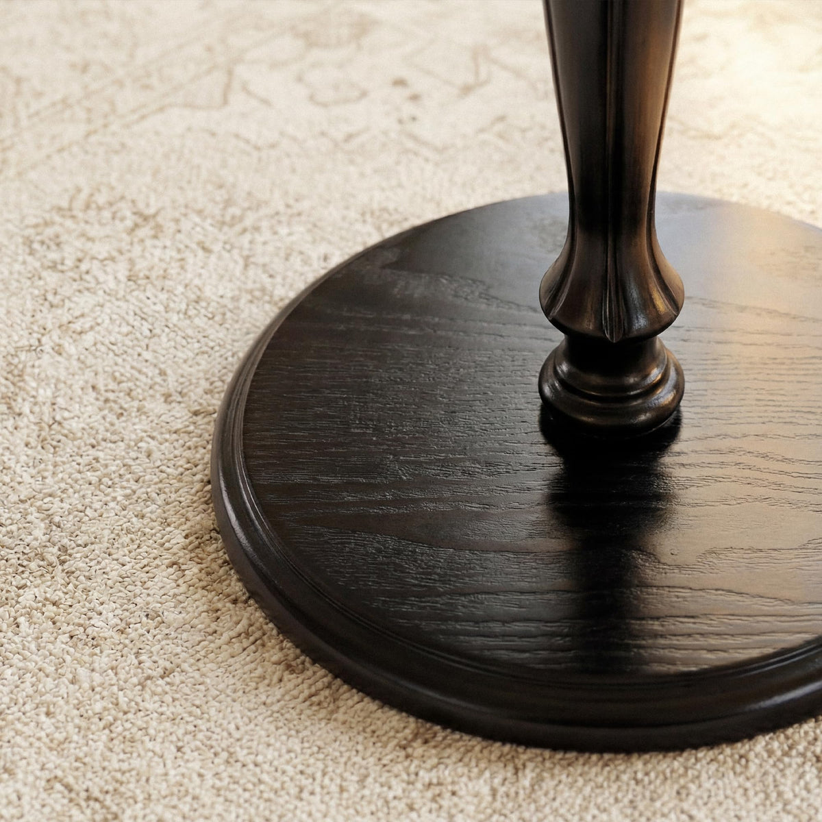 STO'SENSE Black Round Side Table,Drink Table for Small Spaces,Mid-Century Modern Accent Nightstand w/Solid Wood Leg,Sofa Pedestal Table w/Classic Sculpted Design for Living Room,Tool-Free Assembly